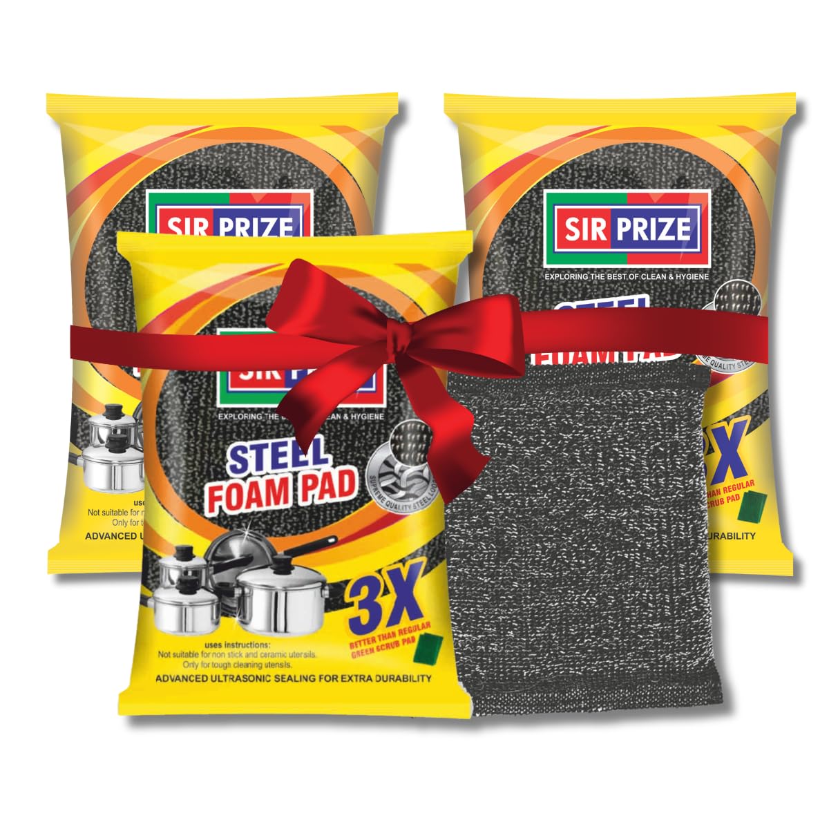 Sir Prize Steel Foam Pad Stainless Steel Scrubber Sponge Pad 15 G Steel Wool Home and Kitchen Cleaning Useful for Dishes, Kadai, Cookware Effective on Tough Stains and Dirt(Pack of 3)-picture-27