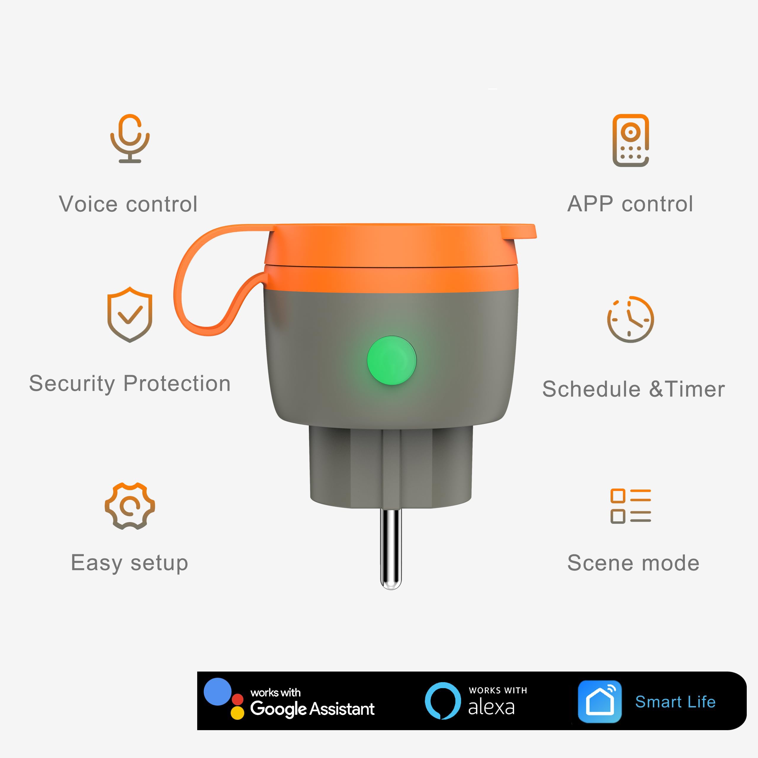 UCOMEN New Outdoor Sockets WiFi(FR) Prese Intelligenti Smart Plug Compatibile con Alexa e Google Home – Confezione da 4