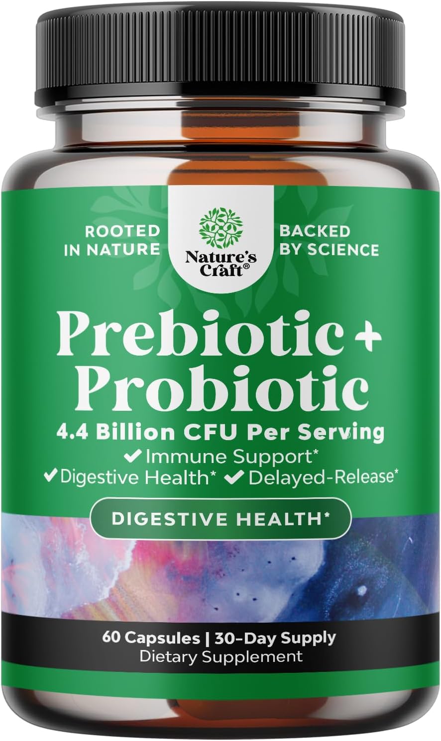 Prebiotics and Probiotics Gut Health Supplement-Super Potent Digestive Health Acidophilus Probiotic Capsules with Men & Womens Probiotics & Prebiotics for Colon Digestive Support and Immunity 60ct
