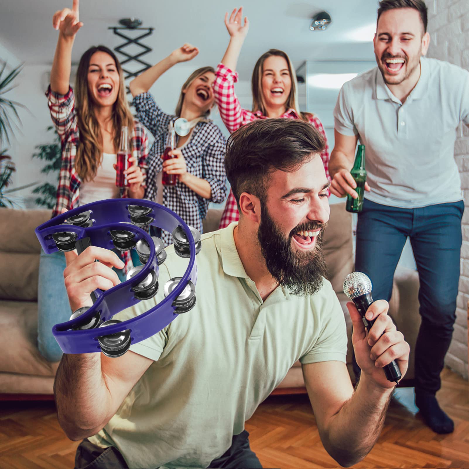 HANABASS 1Pc Unique Hand Bell Musical Instrument for Practical Rattle Tambourine with Comfortable Grip Stainless for Singing Dancing Instrumental Play