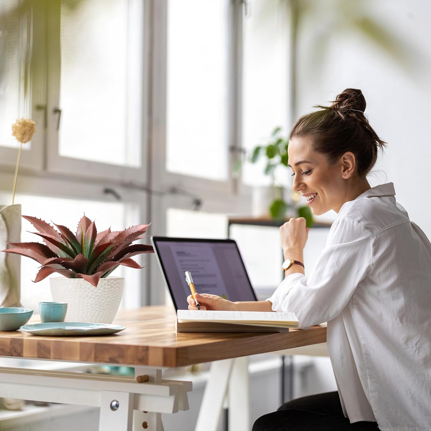 JUSTOYOU Large Artificial Succulents Aloe Plants Real Touch Fake Flowers Unpotted for Home Wedding Festival Arrangement (1, Green-Red) - Image 5