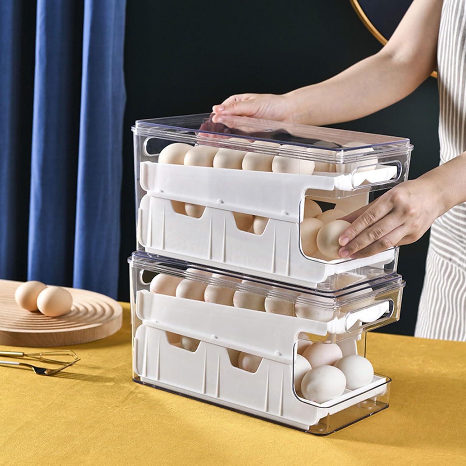 Sturdy Eggs Organization Box Household Large Capacity Slide Organizer For Storage And Retrieval Household Large Capacity Slide Box For Eggs Storage And Retrieval