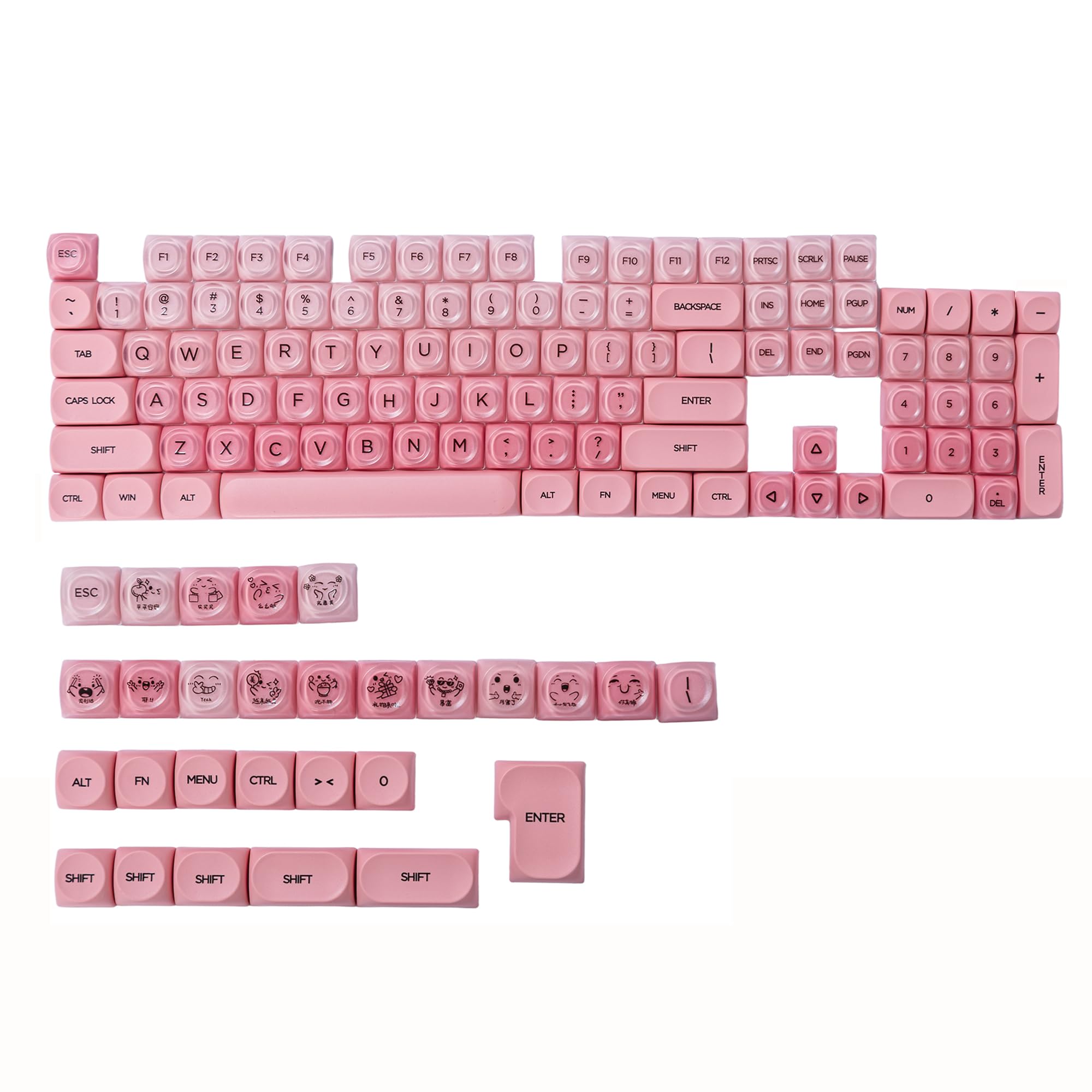 SOLIDEE Set di Keycaps Meccanici PBT da 132 Tasti, Profilo HOA, Keycaps Double Shot Foundation, Keycaps Meccanici Boxed, Compatibile con Tastiere Gaming e DIY con Interruttori MX(Peach Pink)