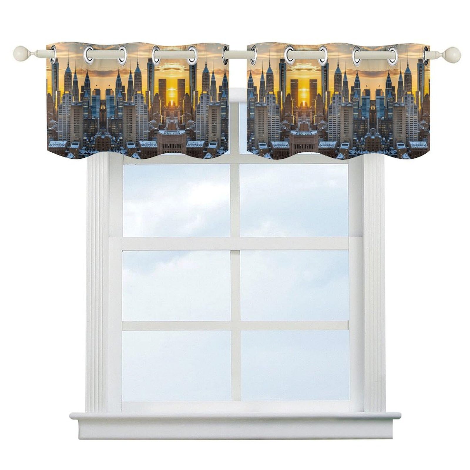 Cantonnière de cuisine court coucher de soleil rideau occultant pour la chambre