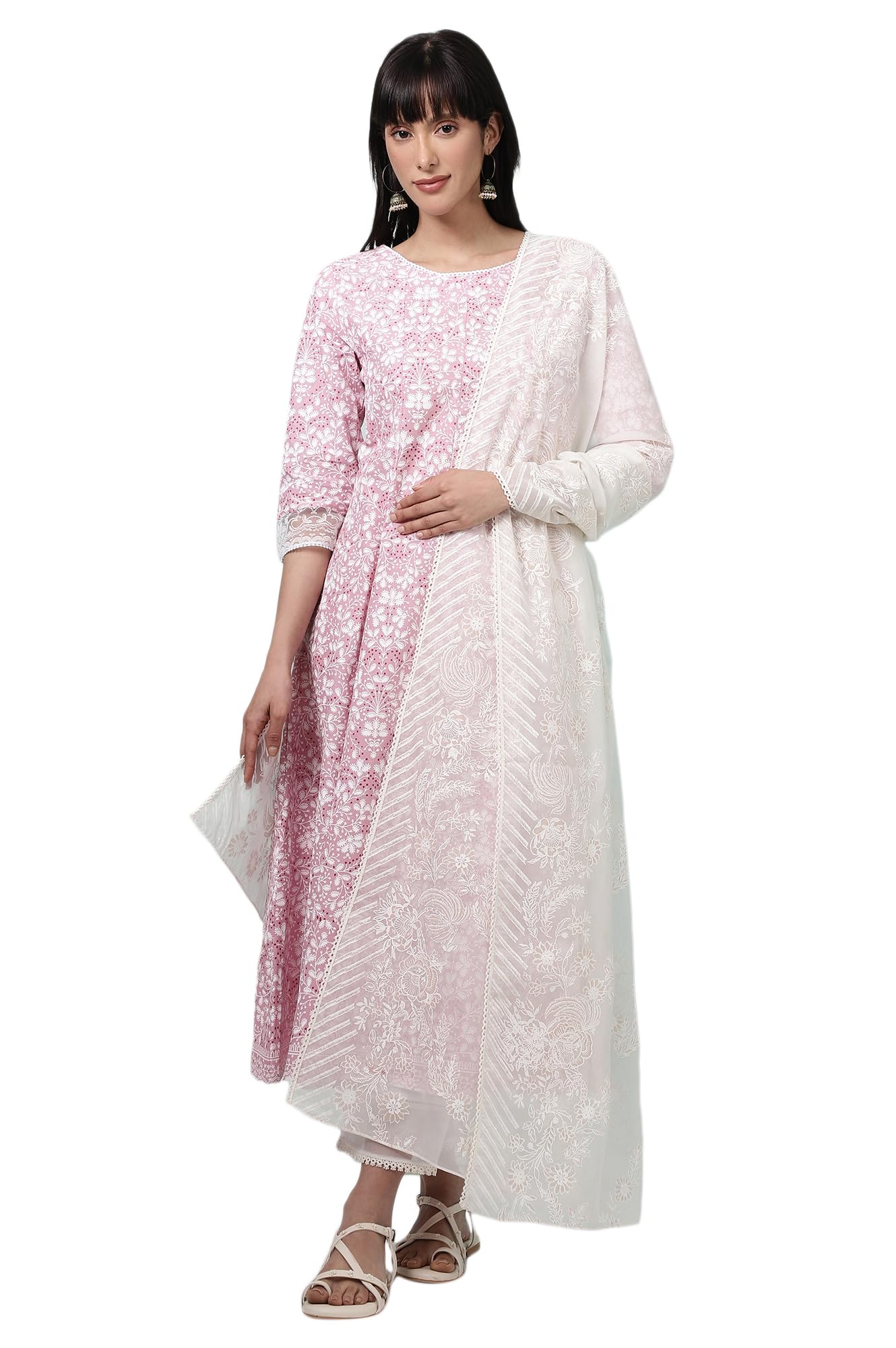 w for woman White Floral Printed Organza Dupatta-picture-21