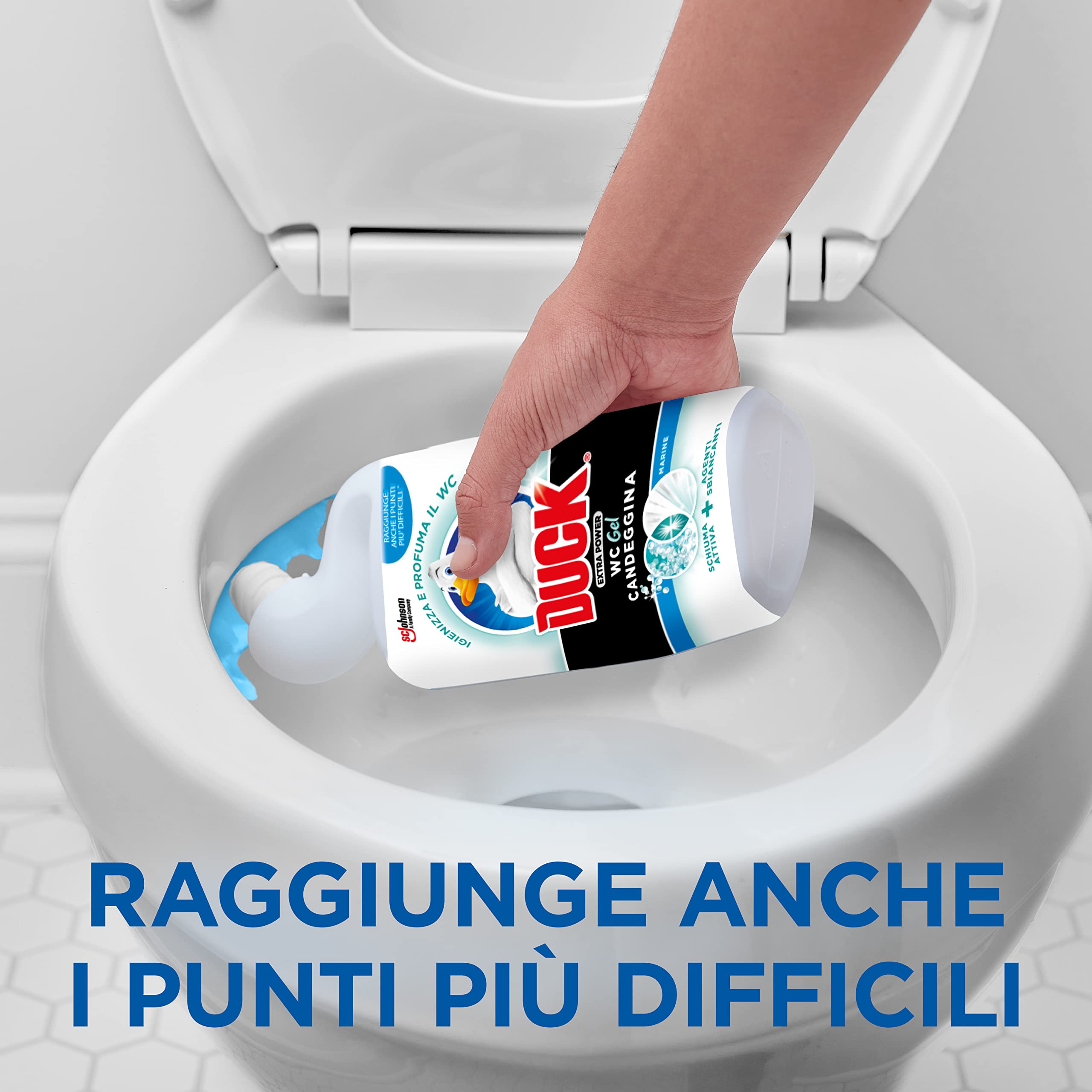 Duck WC Gel Candeggina - Liquido per WC, Igienizza e profuma, Fragranza Marine, Formato Scorta da 12 pezzi