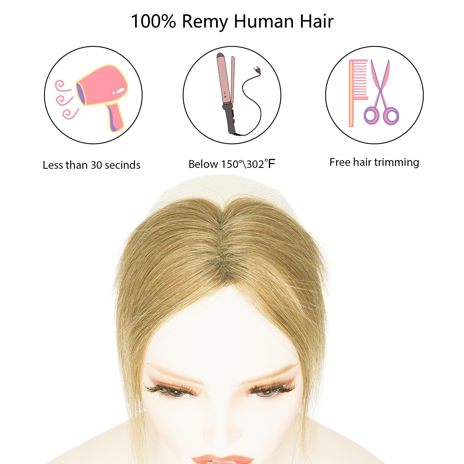 Clip in Fringe 100% Human Hair Bangs Clip in 360 3D Coverage Fringe for Women Daily Wear Dark Blonde, Dark Blonde-3D bangs, 5 in - Image 3