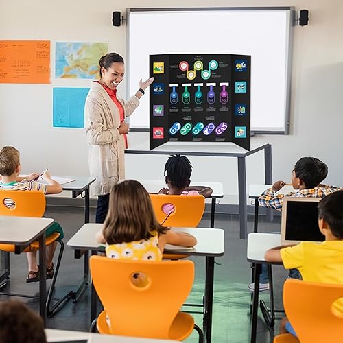 Vista 4 de IKAYAS - Paquete de 4 tableros de póster triples de 48 x 36 pulgadas, tableros de póster negros de IKAYAS para feria de ciencias, tableros de espuma