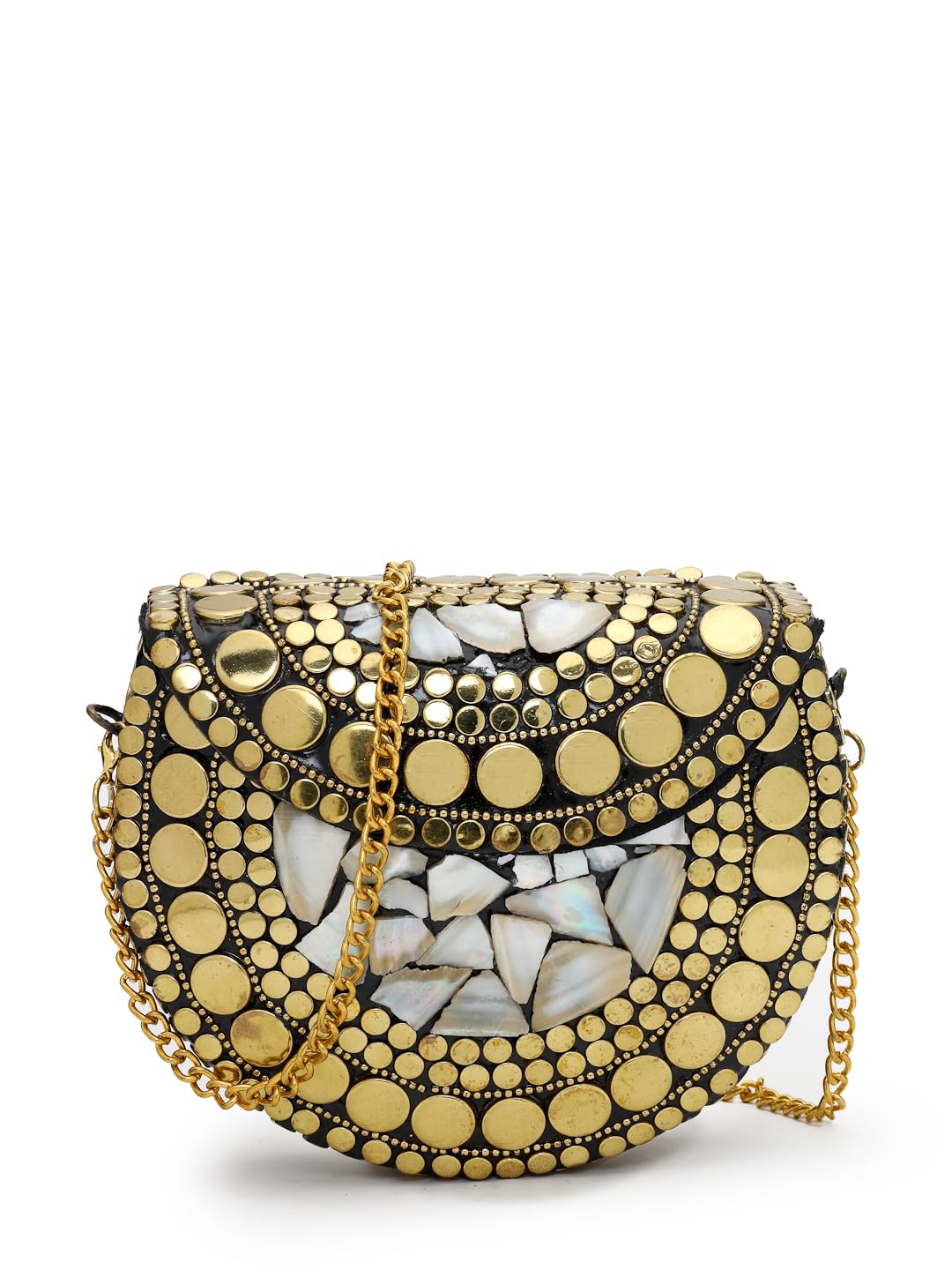 Metal Mirage Embellished Clutch For Ladies | Party & Wedding Purse-image-32