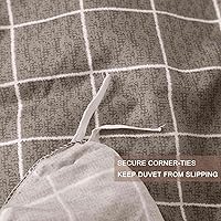 Vista 6 de Nanko Juego de Funda de Edredón de Cuadrícula Individual, 2 Piezas 1200 TC Microfibra de Lujo Funda de Edredón de Plumón con Cierre de Cremallera