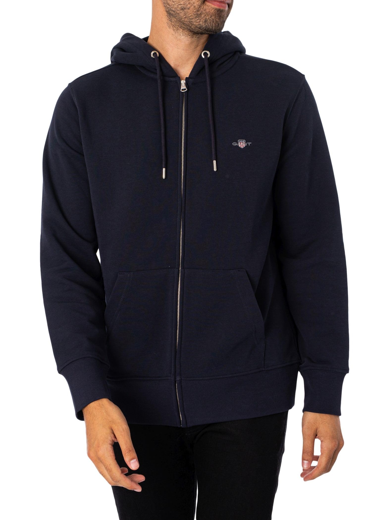 Gant Reg Shield Full Zip Hoodie, Felpa Con Cappuccio Uomo, Blu ( Evening Blue ), Xxl-image