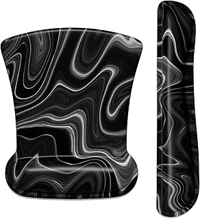 ITNRSIIET Mouse Pad Wrist Support, Keyboard Wrist Rest, Keyboard Pad, Wrist Rests for Keyboard and Mouse, Non-Slip Memory Foam Easy Typing Pain Relief Perfect for Office, Abstract Black and White