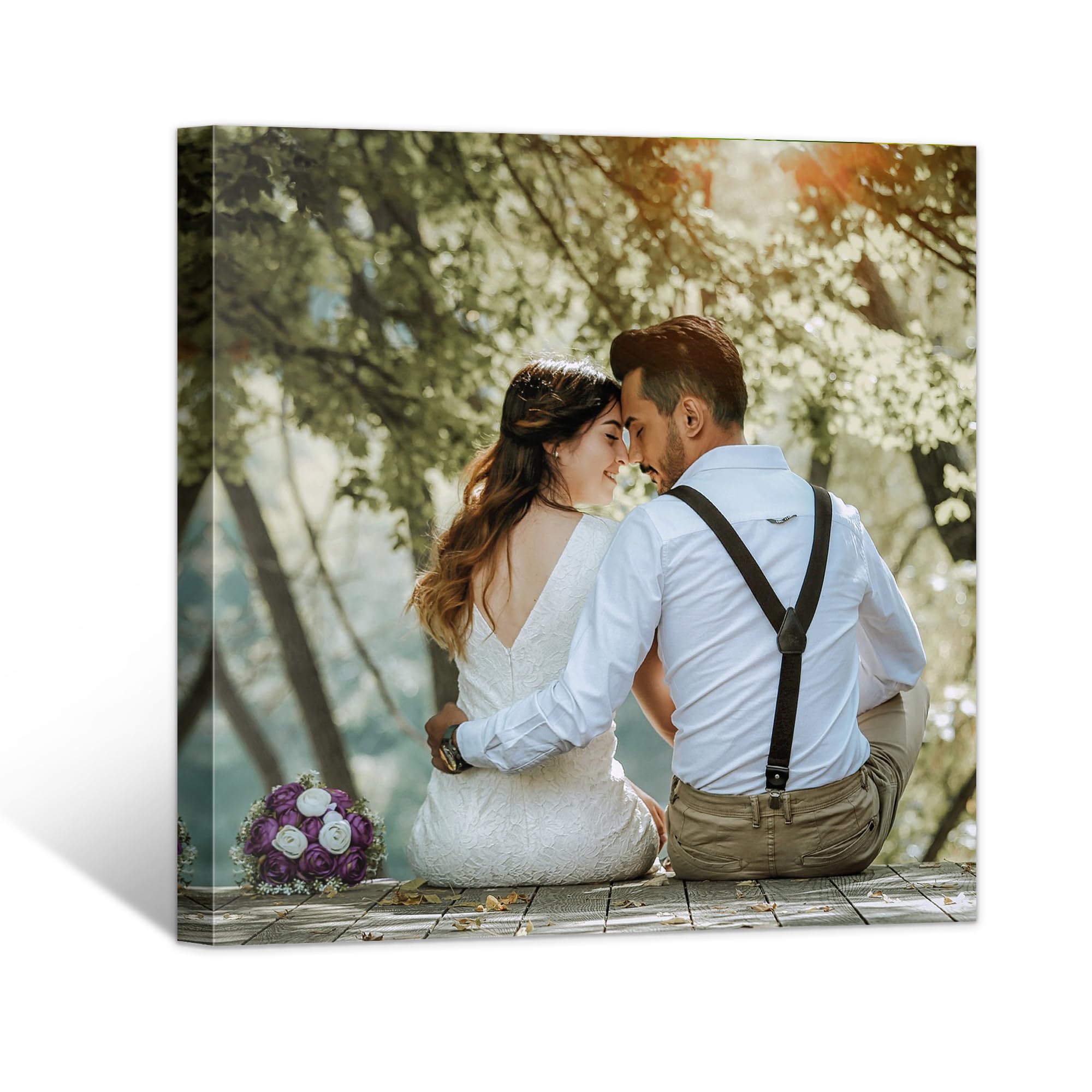 Custom Canvas Prints with Your Photos (8 X 8 Framed) Upload Your Image/Photo Customized Personalized Photo Gifts to Canvas,Wall Art Canvas Print