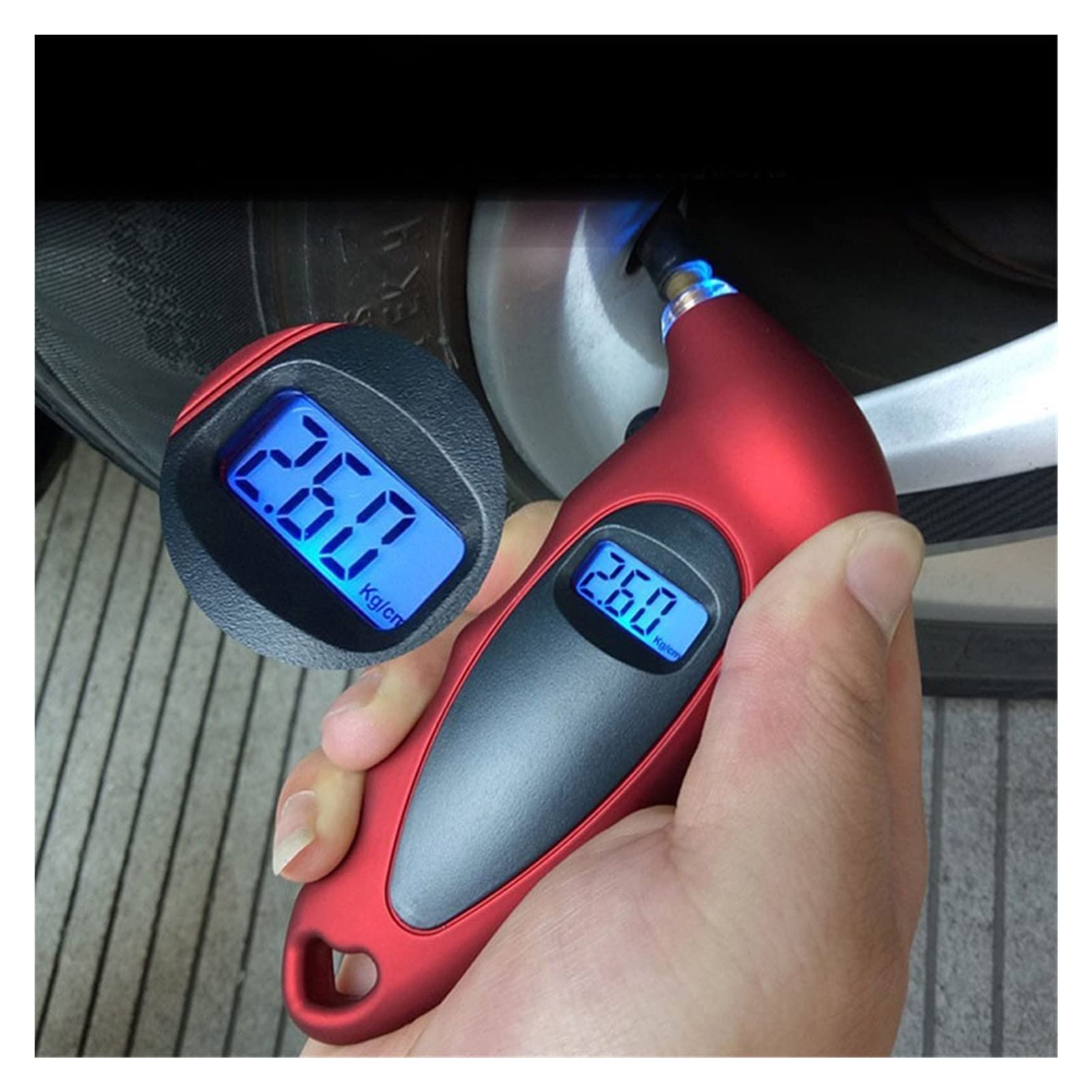 Manometro per Pneumatici da 0-150 PSI Misuratore di Pressione per Pneumatici per Pneumatici per Auto Digitale ad Alta precisione Manometro con Display LCD (Colore : Nero) (Nero)
