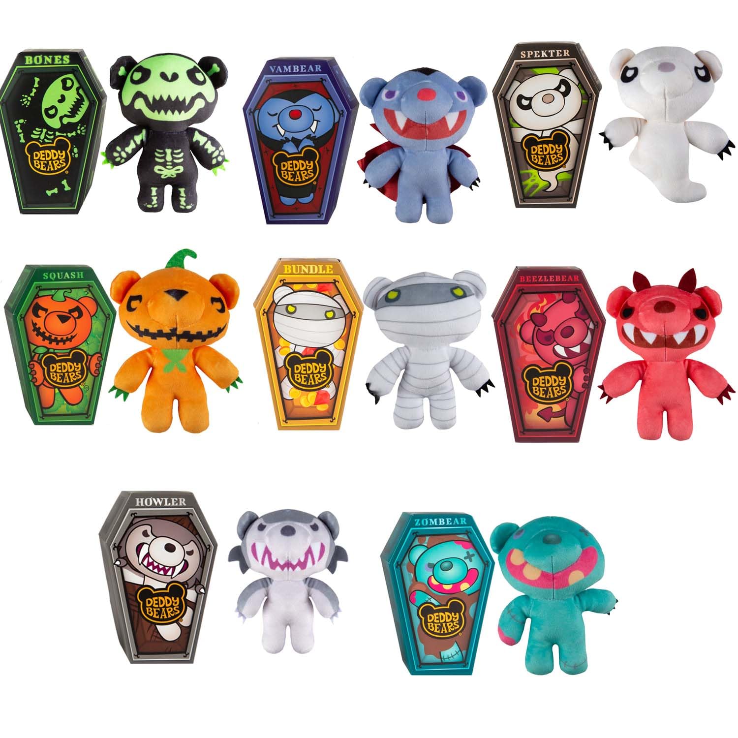 Deddy Bears Soft Toy Series 1 Complete Collection Pack Of 8 - Plush Christmas Birthday Gift