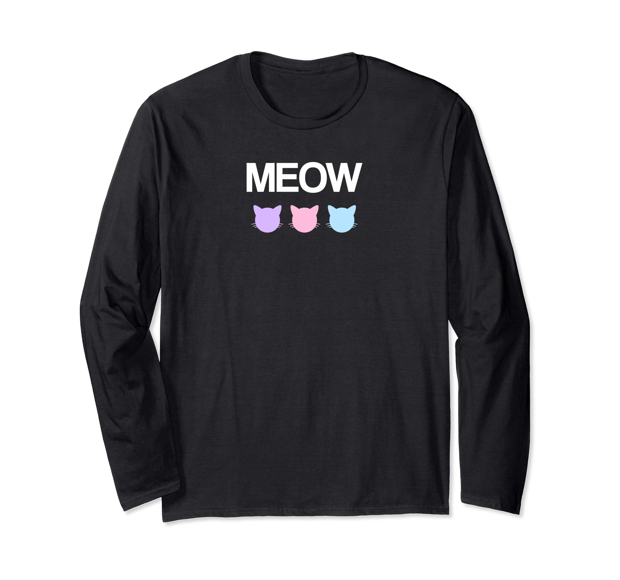 Pastel Goth Shirts For Women, Meow Designs Long Sleeve T-Shirt