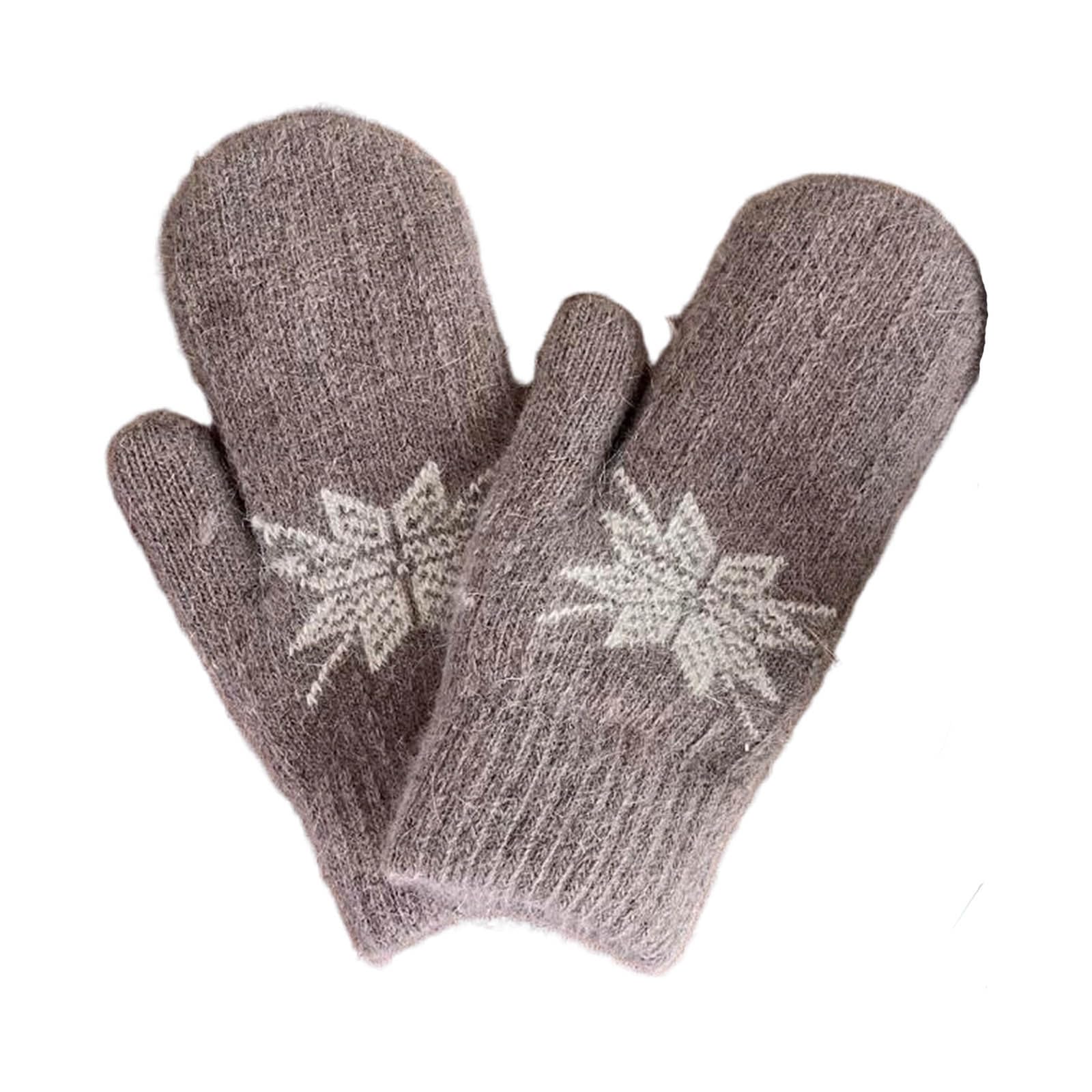 bawilom Mittens for Women Cold Weather Winter Warm Lining Mittens Knit Thick Wool Gloves for Winter Outdoor Christmas