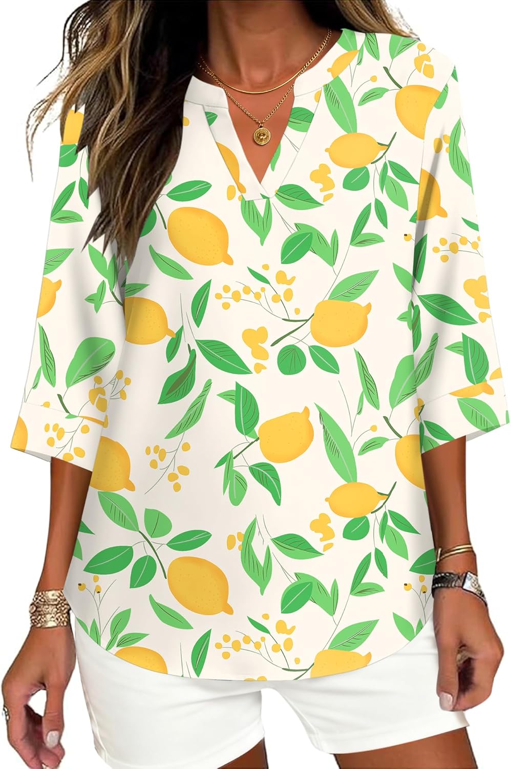 LOMON Women's Dressy 3/4 Length Sleeve Tops Business Casual Blouses Summer Tees Shirts - Image 4