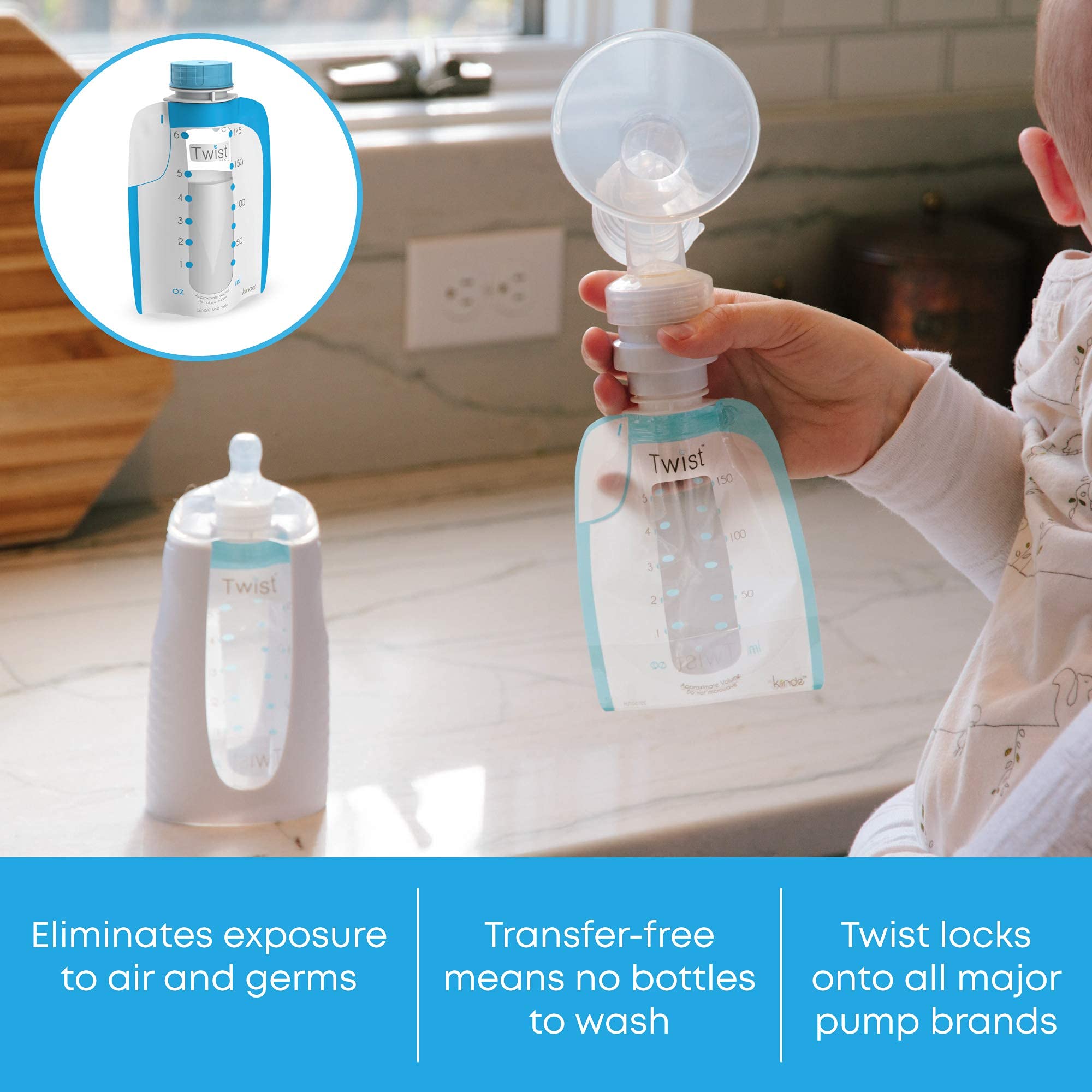 Kiinde Twist Pouch DirectPump DirectFeed Twist Cap Breast Milk