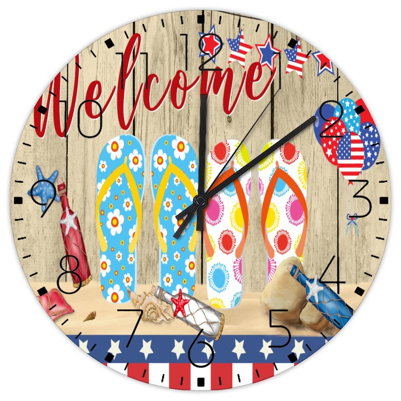 Horloge murale silencieuse pour café et chambre déco ballons étoile 38cm