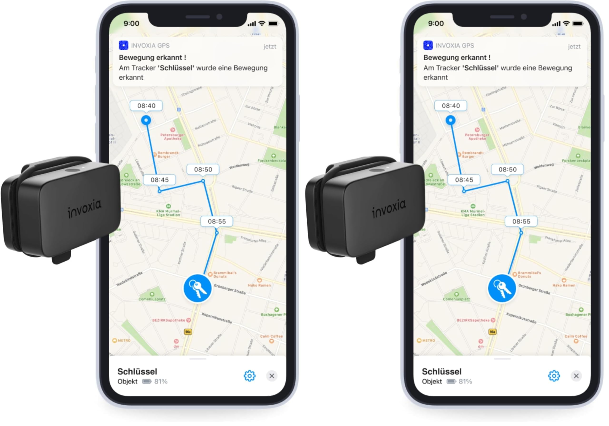 Invoxia Mini GPS Tracker - Localizzatore GPS impermeabile con avvisi antifurto in tempo reale - Durata della batteria fino a 3 mesi - Abbonamento di 1 anno incluso - Piccolo e leggero