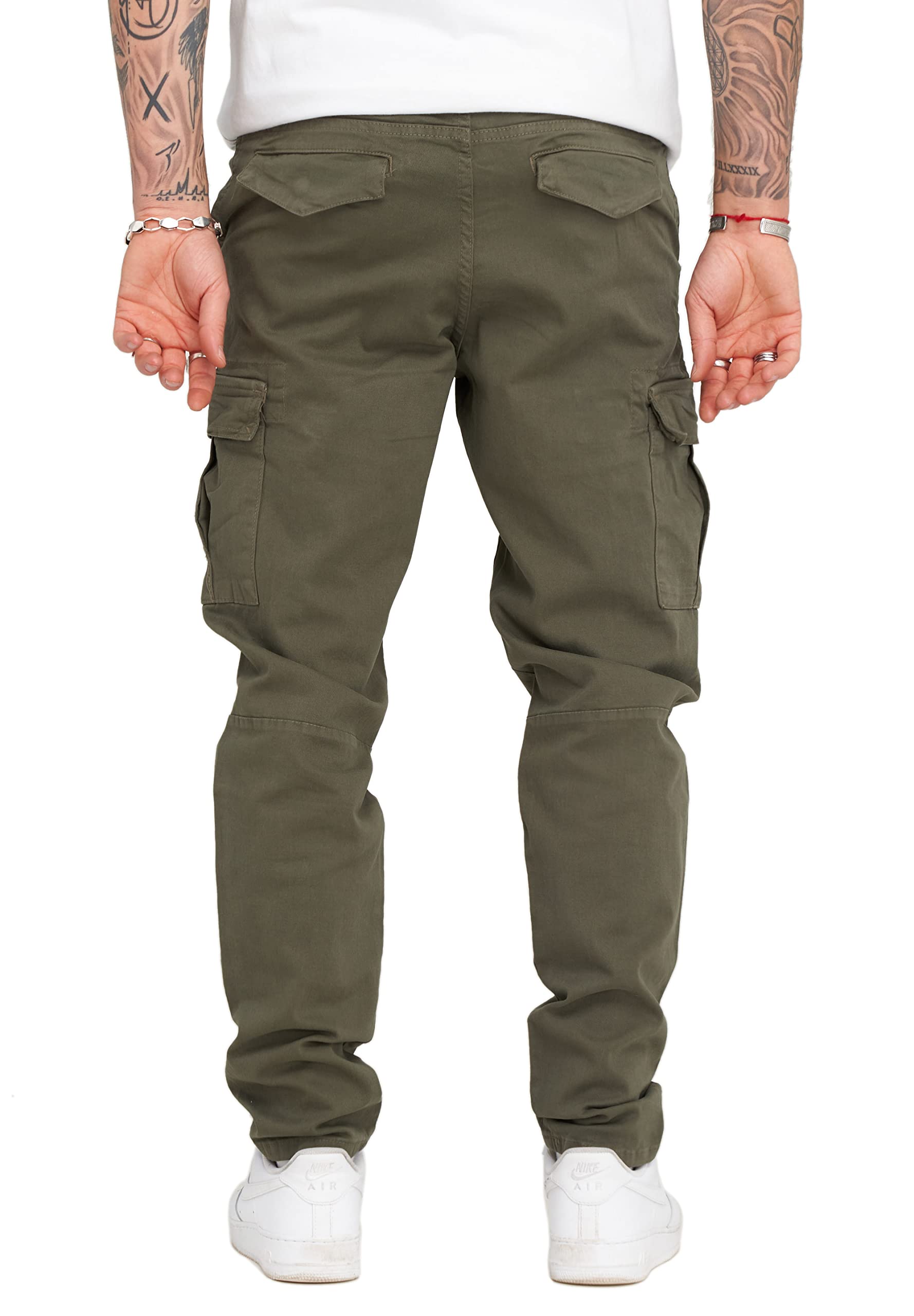 behype. Herren Cargohose Jeans-Hose mit Cargo-Taschen Stretch Männer Regular-Fit