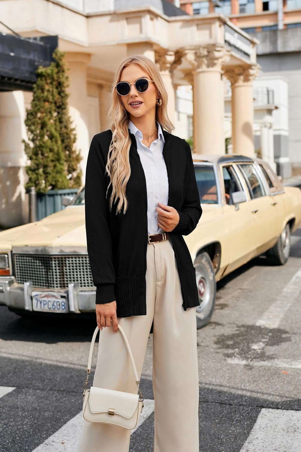 GRACE KARIN Womens Long Sleeve Zip Up Knit Cardigan with Pockets Stand Collar Full Zip Sweater Coats Trendy Fall Jackets - Image 6