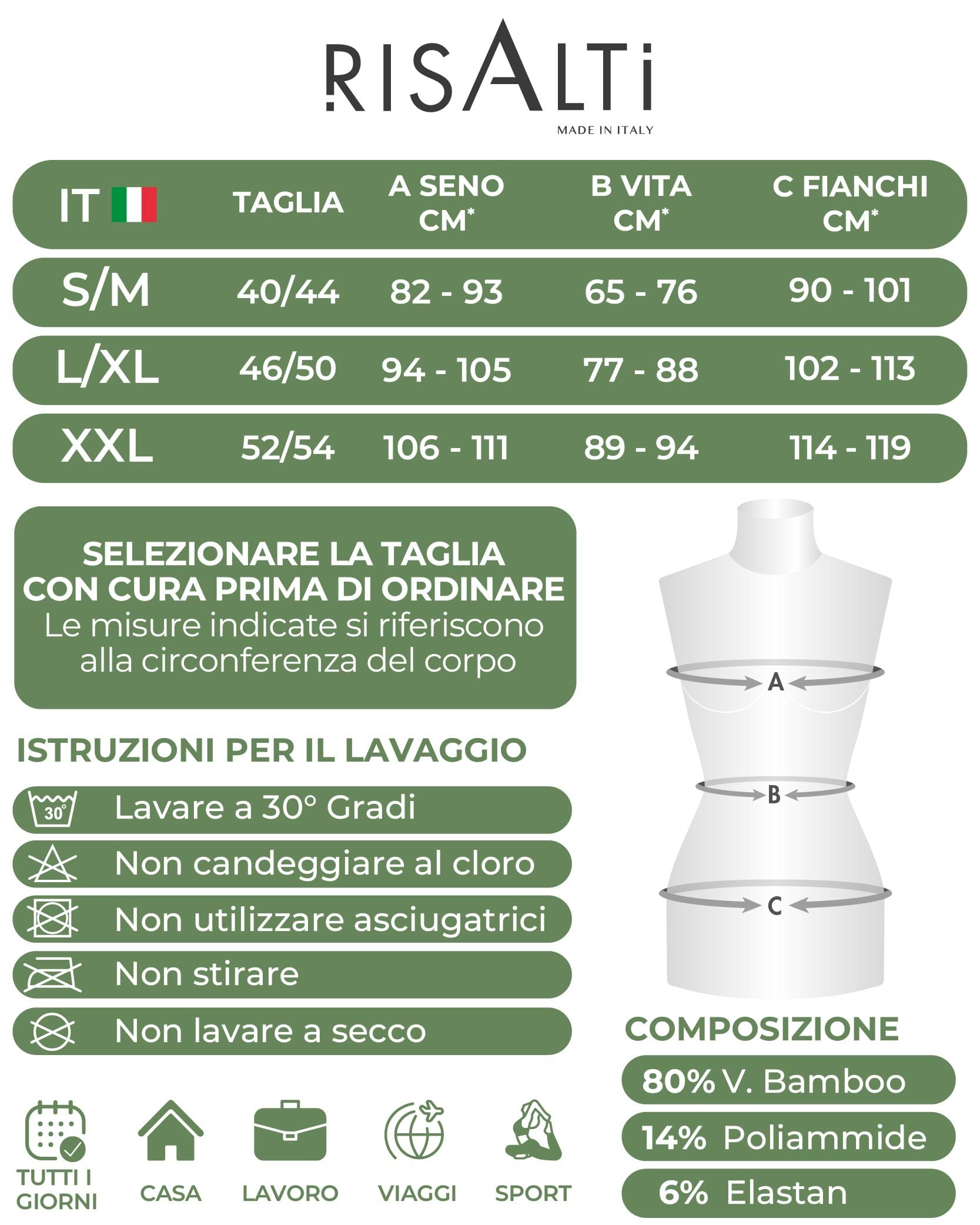 Risalti Camiseta Tirantes Mujer Bambú Hombros Anchos 2pz - Transpirable, Chaleco Interior Sin Costuras - Made in Italy