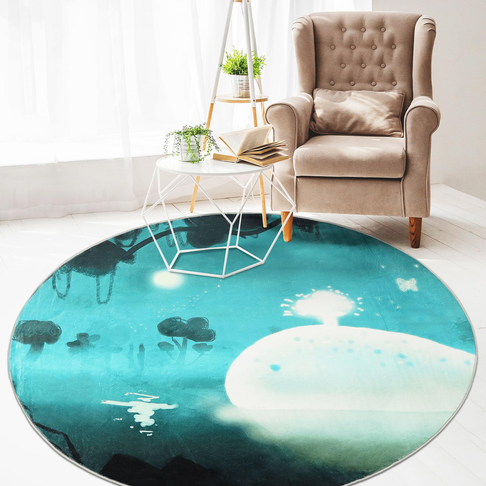 Betadistor Round Rug 4-Feet Blue Rugs – Cartoon Whale Washable Non Slip TPR  Backing for Living Room Study Room Girls Room, Boys Room 405-04120 –  BigaMart
