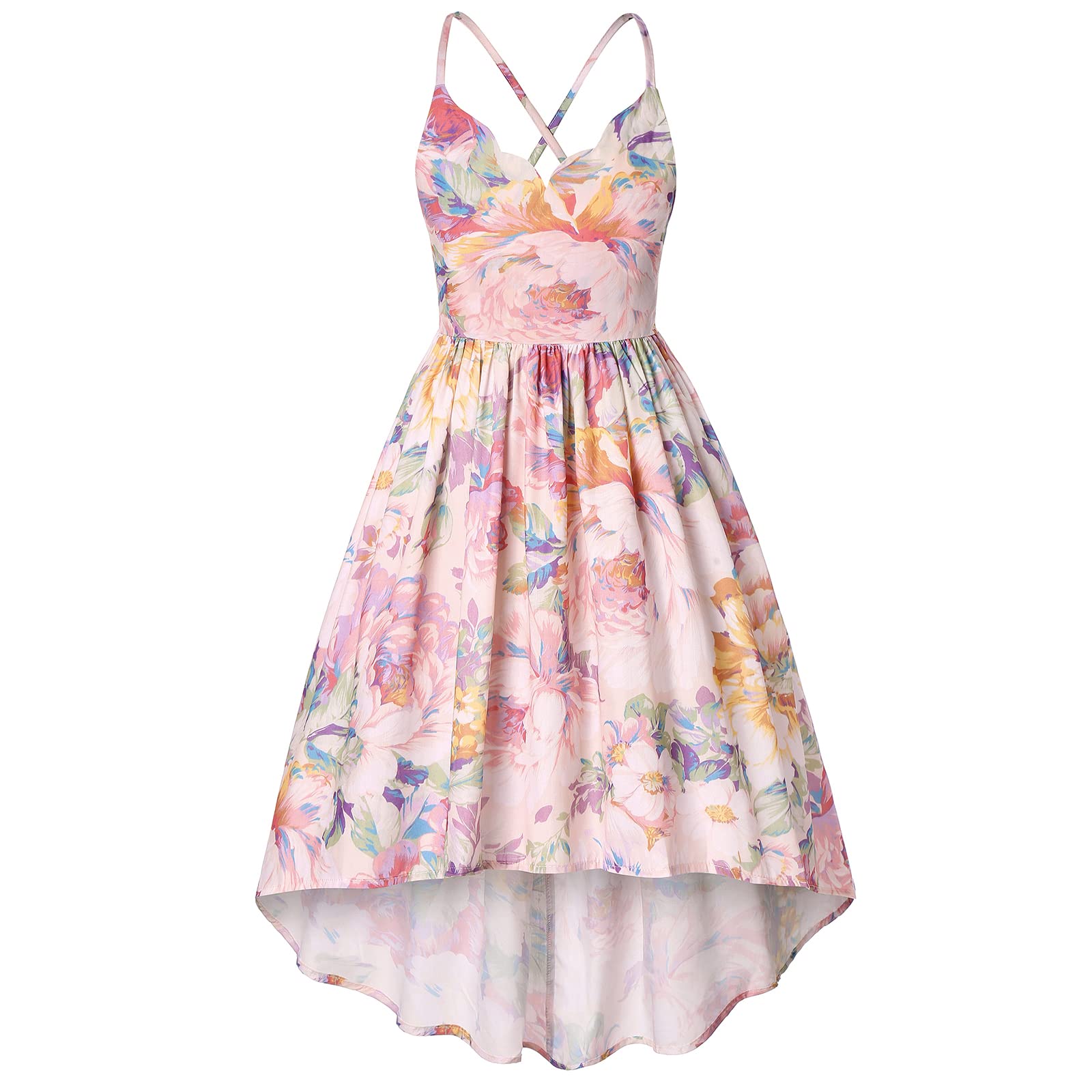 binboll Girls Dress Casual Clothes Above Knee Floral Printed Dresses Backless Summer Dresses(A-flower-07,8-9 Years)