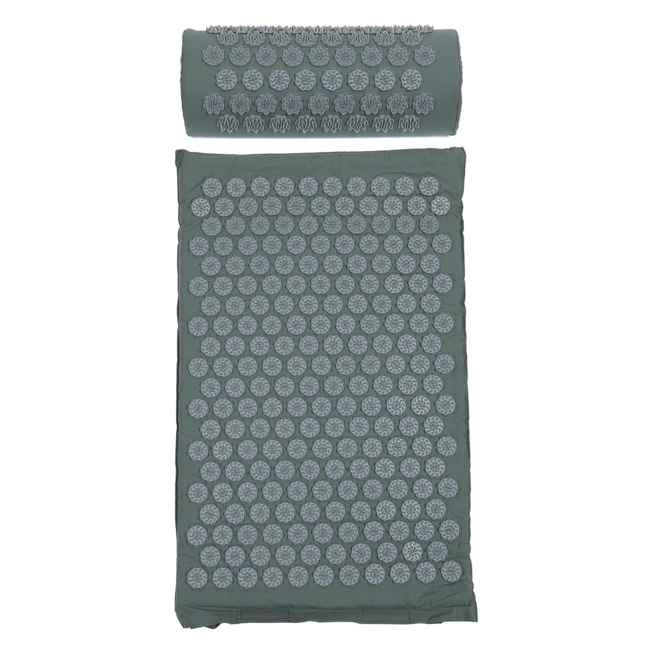 OUNONA Ensemble 2 Tapis de Massage Shiatsu et Coussin D’acupression Gris, Antidérapants et Lavables, Stimulation des Points D’acupuncture pour Détente Musculaire, Relaxation et Sommeil,