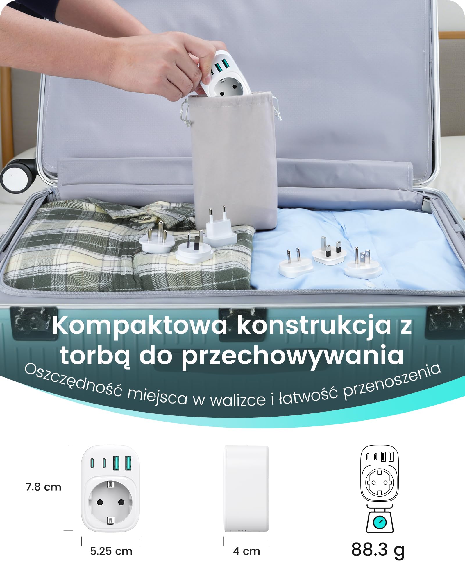 LENCENT Adapter podróżny na całym świecie zestaw typu A, B, C, D, G, I | uniwersalny adapter podróżny do USA, Anglii, Japonii, Kostaryki, Meksyku, Tajlandii, Malediwów, Sri Lanki, Australii