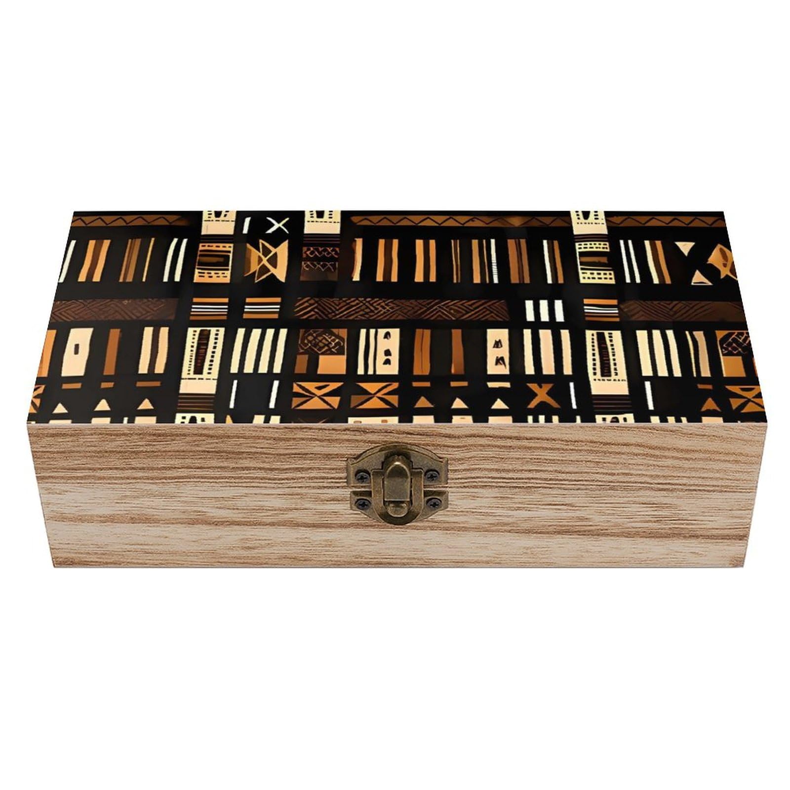 Boîte à bijoux imprimé tribal, le cadeau idéal en bois et tissu