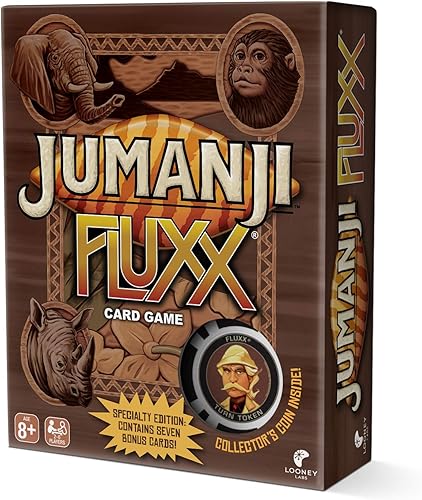Looney Labs Juego de cartas Jumanji Fluxx - Experimenta el caos de la jungla Jumanji