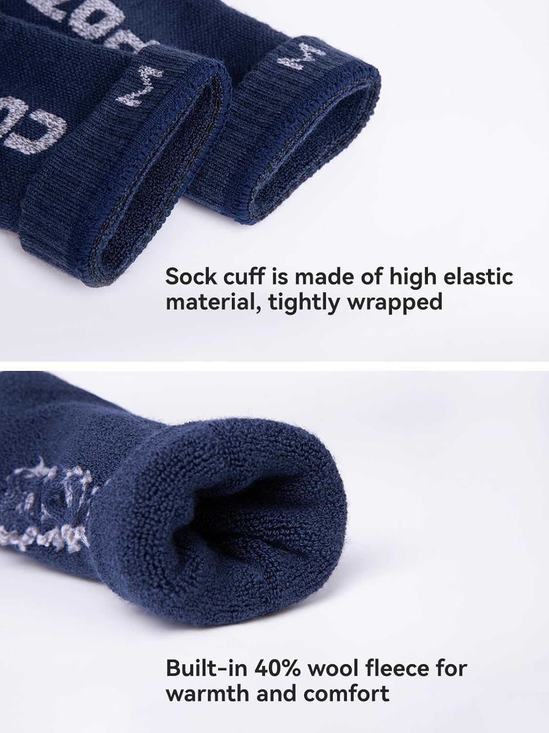 COPOZZ Wool Ski Socks 2-Pack for Men and Women, Performance Socks for Skiing, Snowboarding, and Outdoor Sports - Image 4