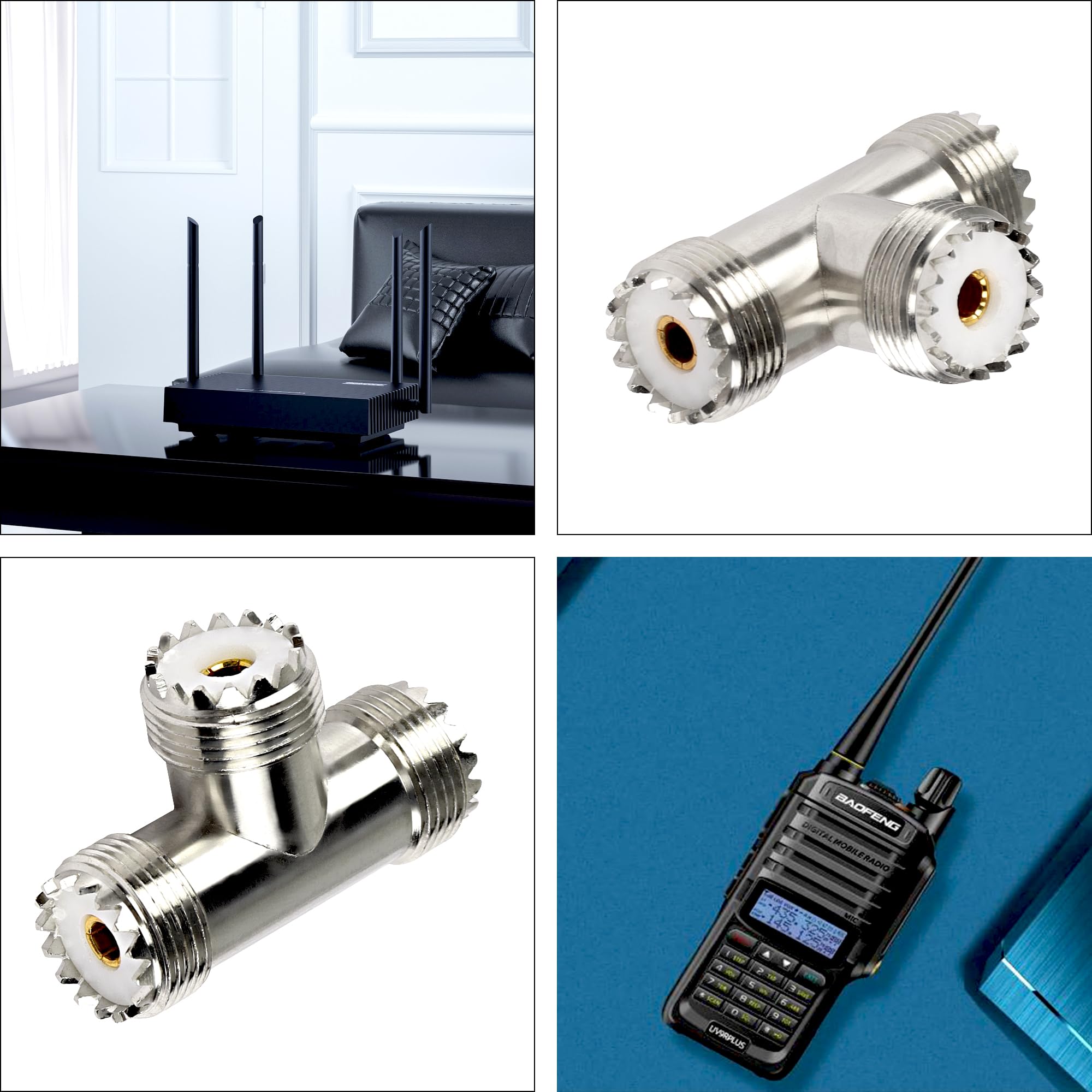 RF Coaxial Adapter UHF SO-239 Female ( Jack) To 2X UHF Female 3 Way "T - Foto 8