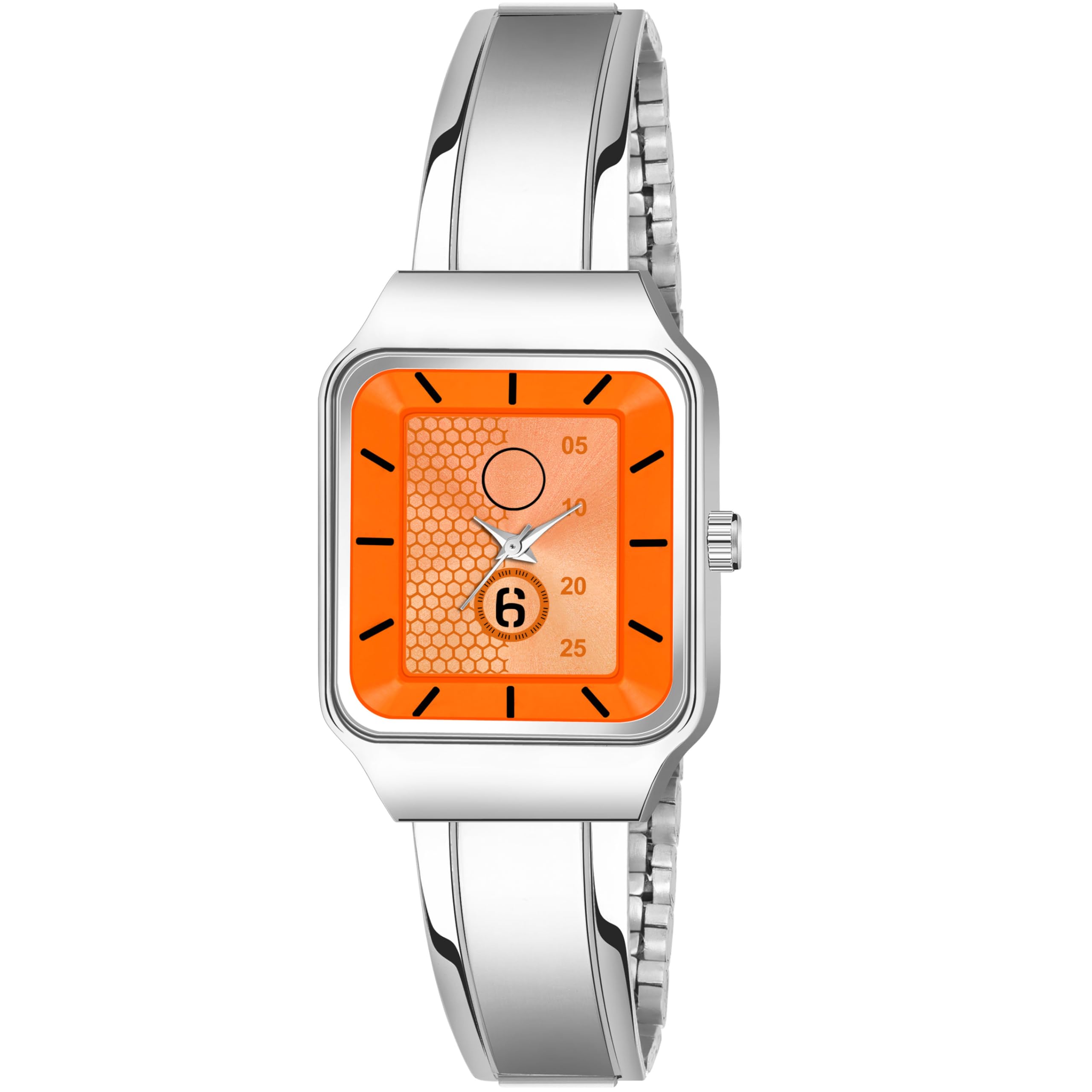 KIARVI GALLERY Stylish Square dial Metal Strap Watch for Girls and Women(Blue-Silver) (Orange) (B0CT8SLHHT) Amazon Price History, Amazon Price Tracker