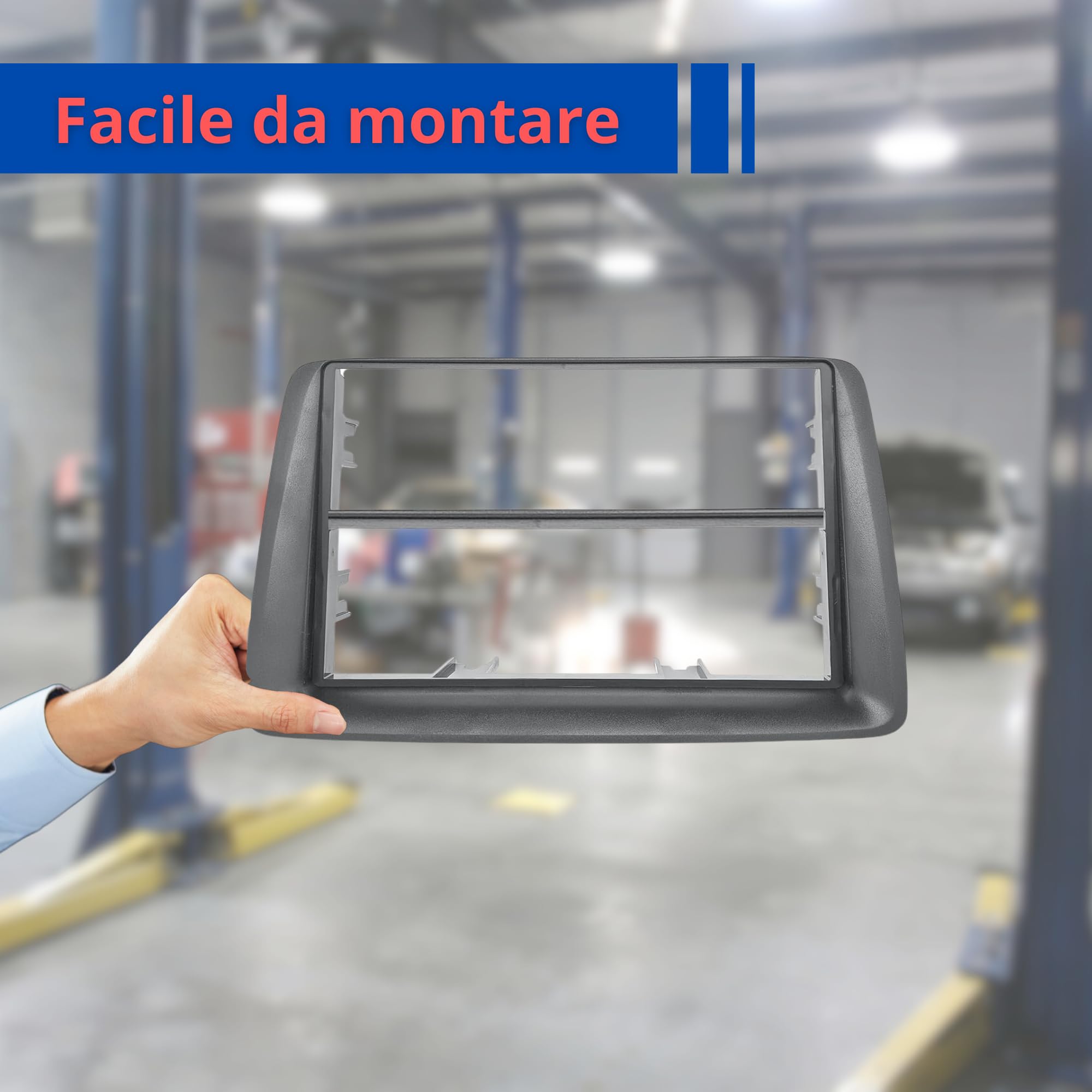 Mascherina Stereo Adattatore Autoradio 2 ISO Compatibile Con Fiat Panda Modello 169 4x4 Dal 2003>2011