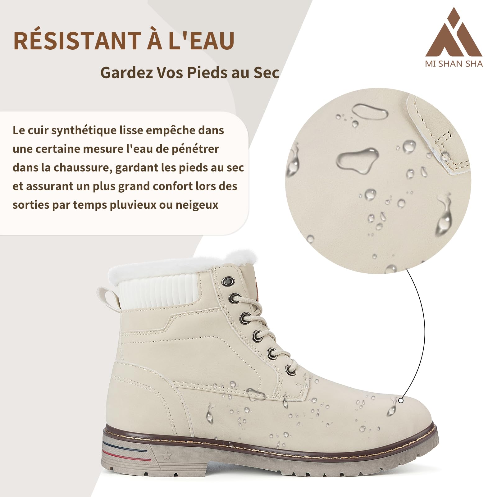 Mishansha Bottes de Neige Femme Hiver Fourrées 36-42 EU | Chaussures, Randonnée, Chaudes, Antidérapante, Trekking, Outdoor, Promener son Chien