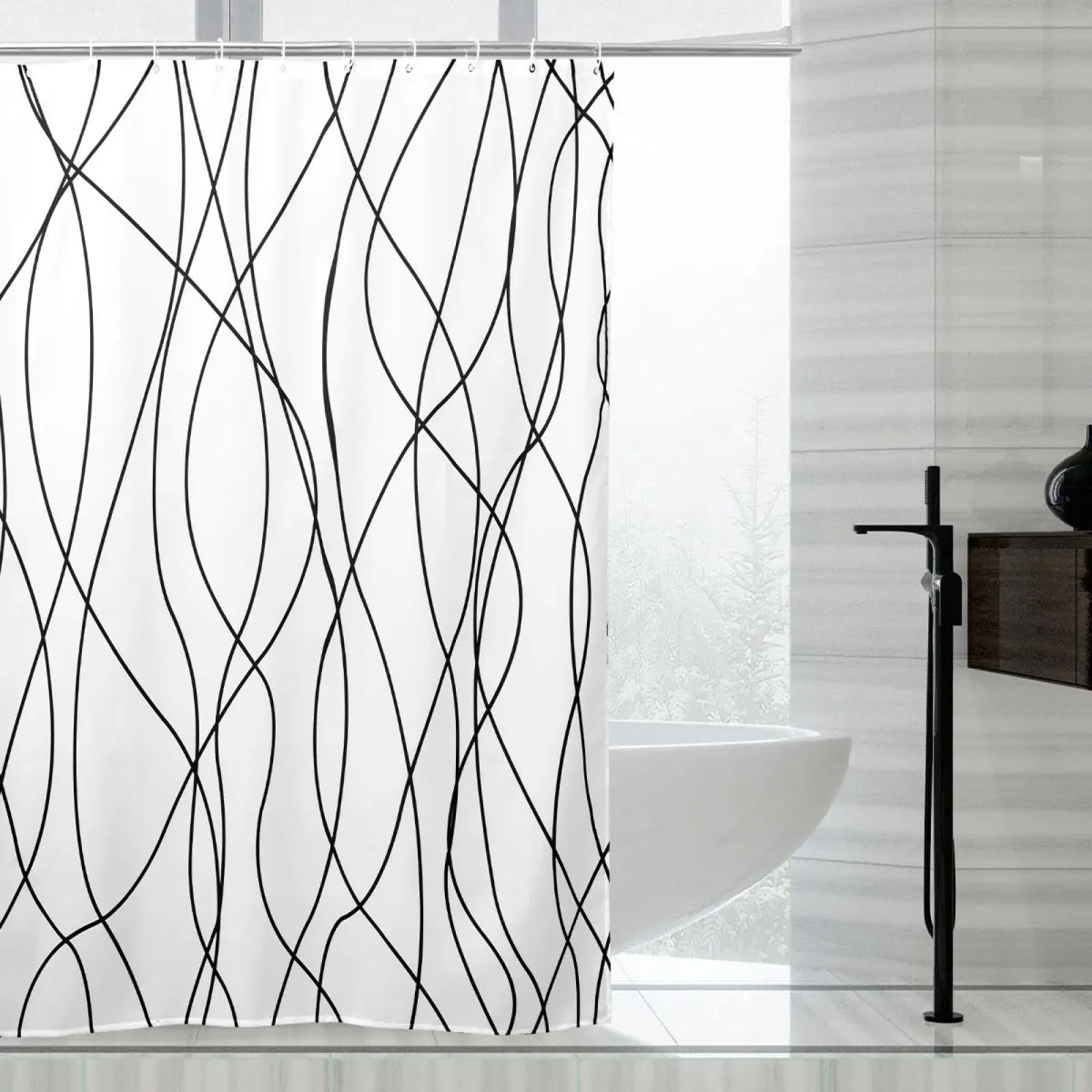 Cortina de ducha impermeable resistente al moho, lavable y fácil de limpiar, poliéster ponderado, 300 x 200 cm, perfecta para decoración de baño