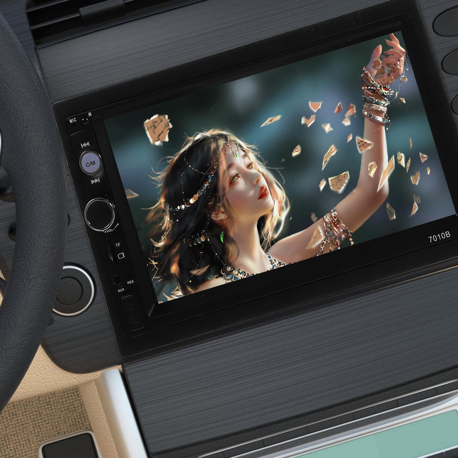 Ipetboom Pantalla de Radio para Coche Estéreo de Coche con Conectividad Inalámbrica Doble DIN 800 * 480 Fm87.5-108mhz para Móvil con Cámara y Control Volante