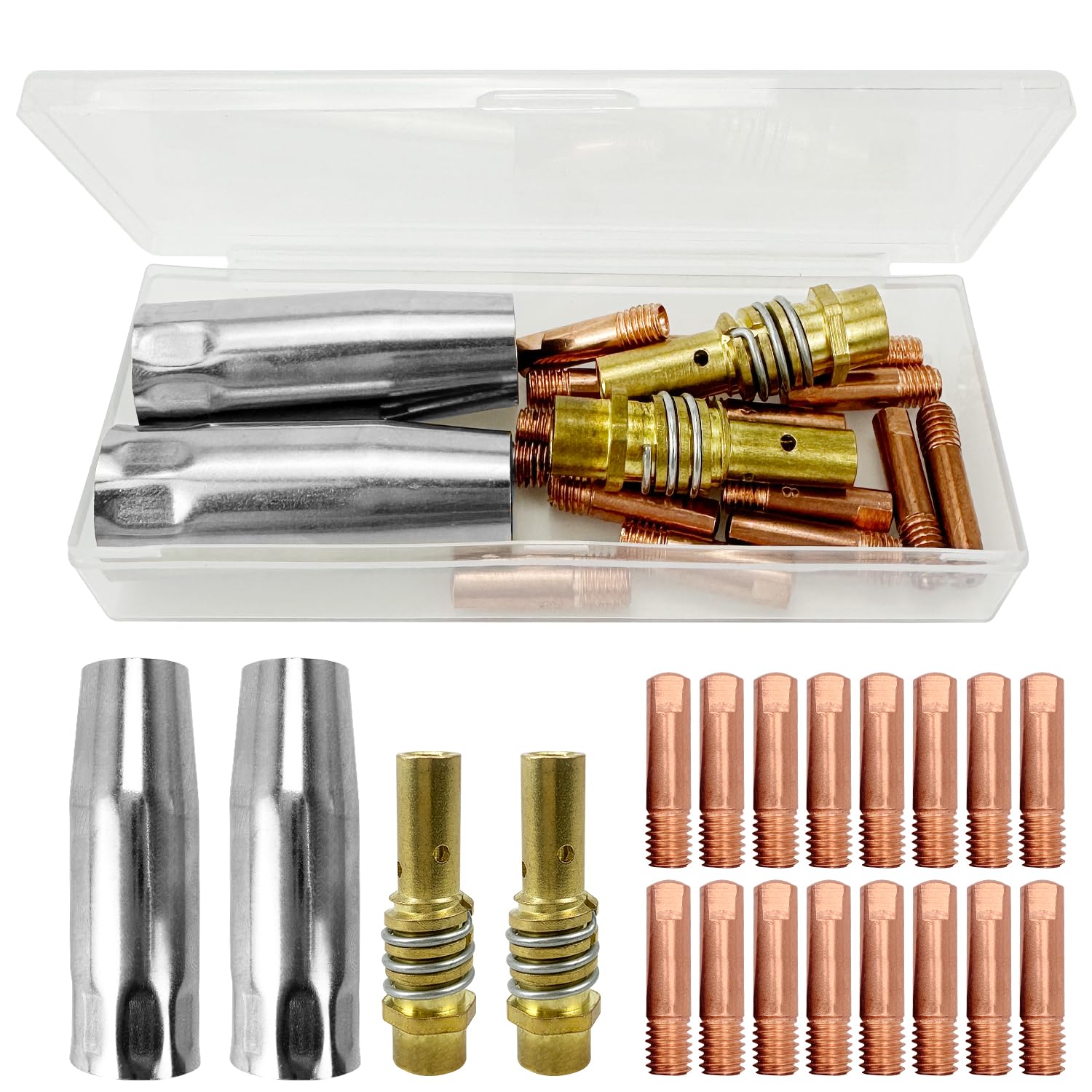 Set 24 Pezzi Ricambi Per Saldatura MIG/MAG - Ugelli Gas, Portapuntali Per Torcia MB14/15 - Foto 5