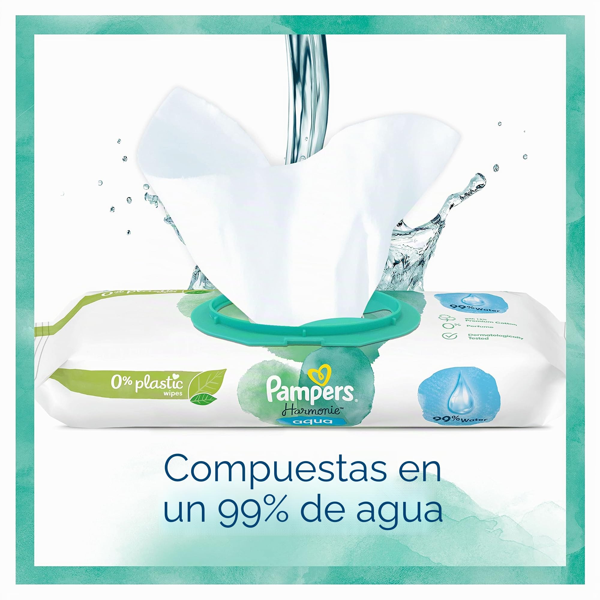 Pampers Toallitas húmedas para bebé, Harmony, Aqua, 1152 toallitas (24 x 48), protección suave para la piel delicada con un 99% de agua