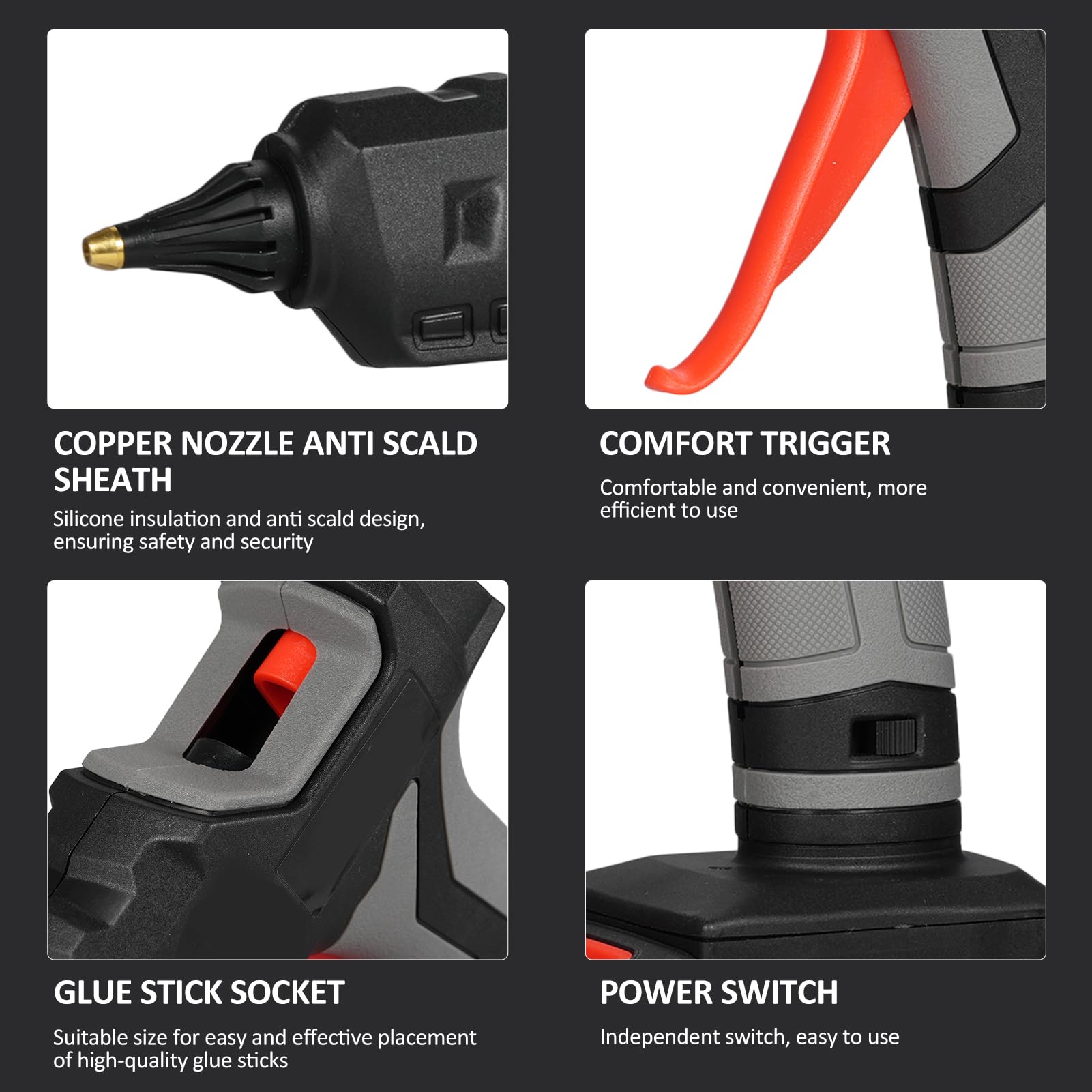 Macchina per colla a caldo elettrica 21V 60W Macchina per estrusione di colla al litio portatile senza fili Applicatore per colla a caldo senza gocciolamento Riscaldamento rapido con