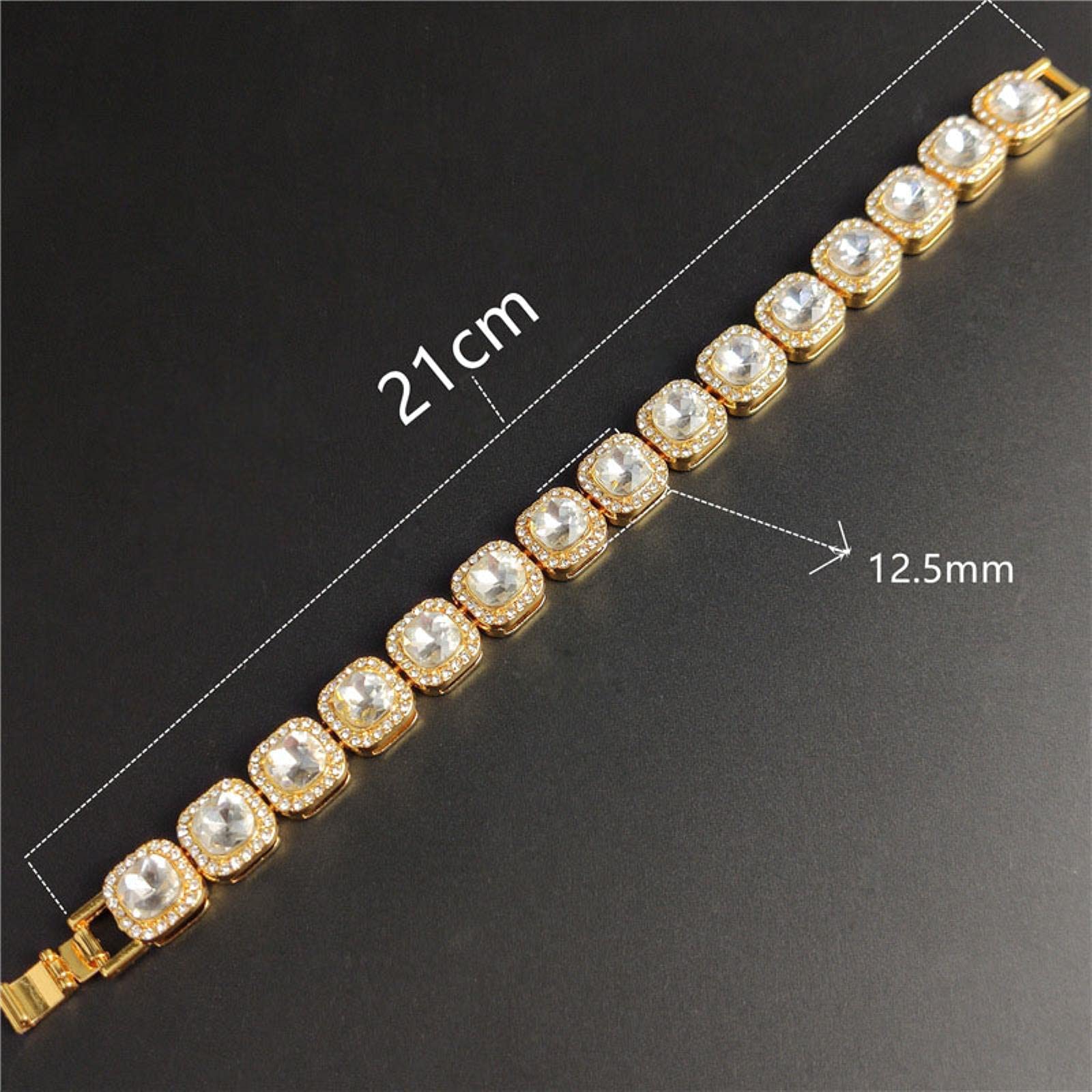 YDYDTTKD 12,5 mm Zinken-Set, große Größe, Solitär-Tenniskette, Halskette für Herren und Damen, Charm-Hip-Hop-Modeschmuck