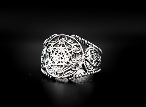 Miniatura 2 de Anillo Metatron Cube Geometría Sagrada de Plata de Ley 925 para hombre