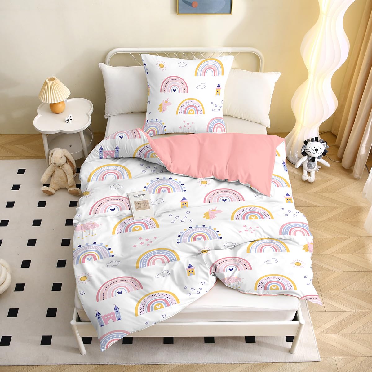 Caregchrisj Copripiuino Singolo Unicorno Babina 135x200c Set Copripiuini e Federe 3D Stapa