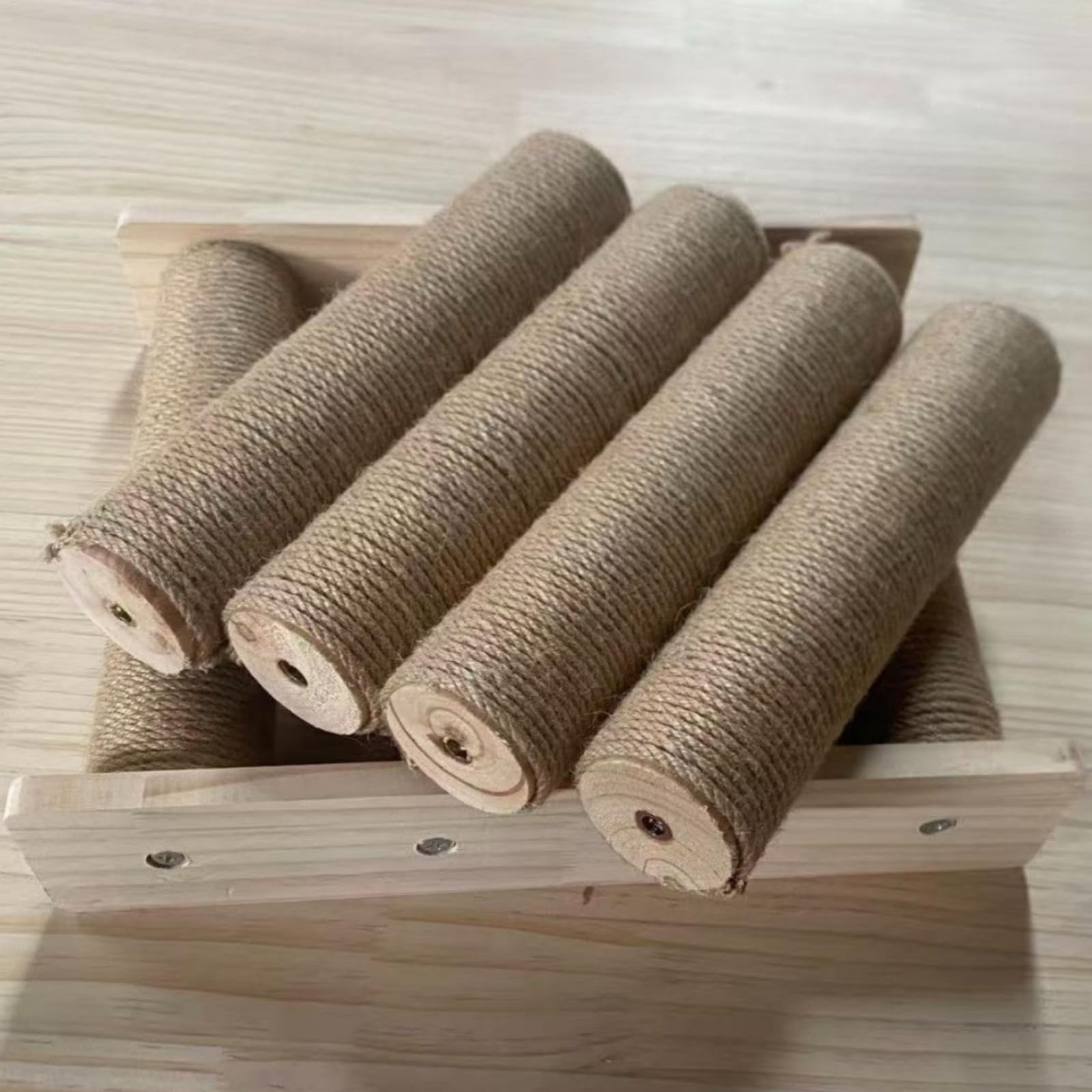 predolo Rastrelliera in Legno con Corda di Sisal Naturale a Basso Profilo per Casa, Legno 40CM 4, Corda 53CM 6MM