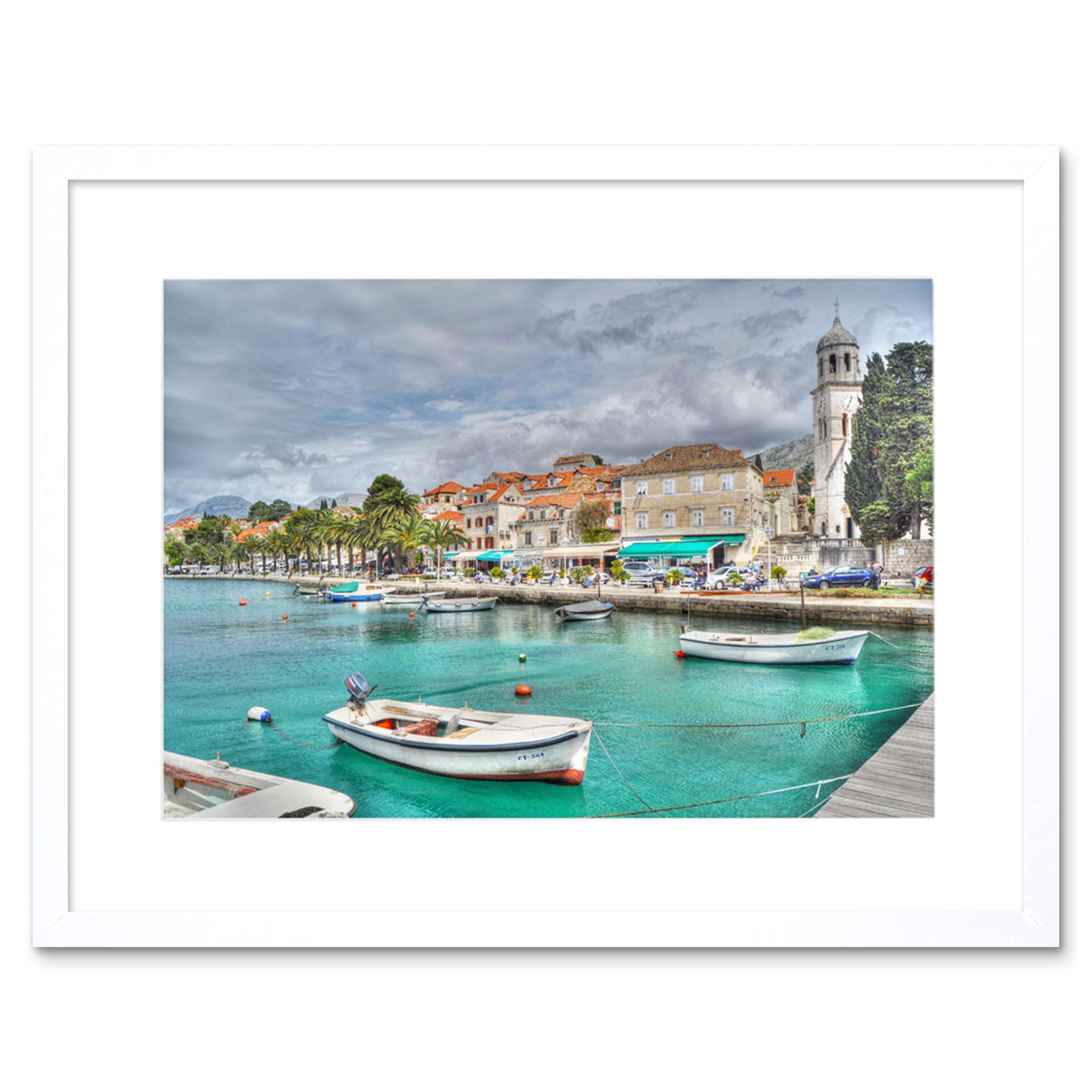 Wee Blue Coo Cavtat Croatia Harbour Boat Art Framed Wall Art Print