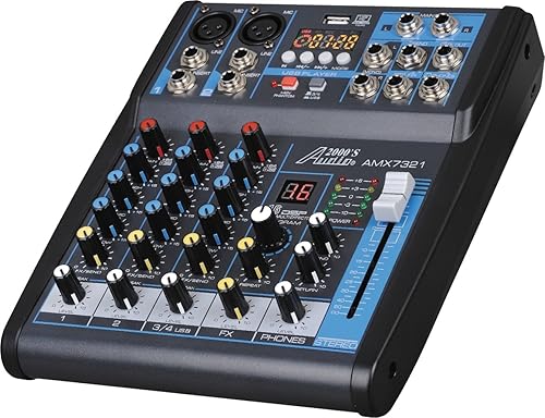 Miniatura 2 de Audio2000'S AMX7303- Mezclador de audio profesional de cuatro canales con procesador USB y DSP